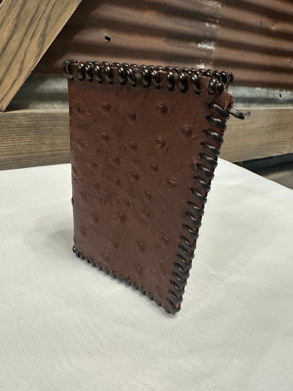 Full quill ostrich leather wallet